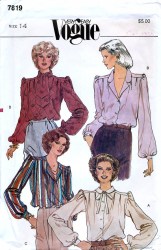 7819 VOGUE LS COLLAR TIE LOOSE FIT BLOUSES PATTERN 14, 22